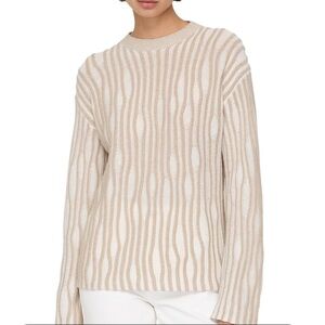 Lafayette 148 New York Cream and Beige Cable-Knit Sweater